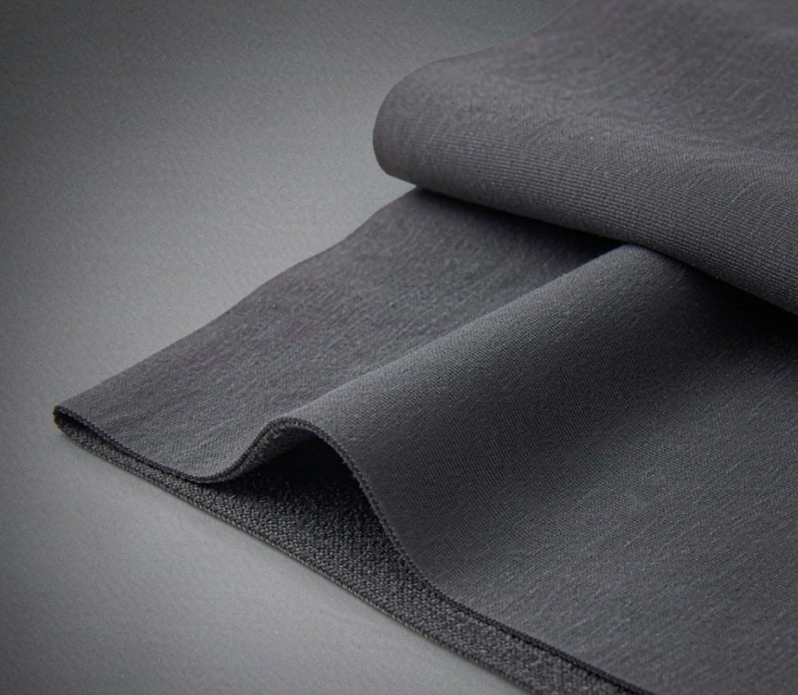 Charcoal air layer scuba knit fabric close-up